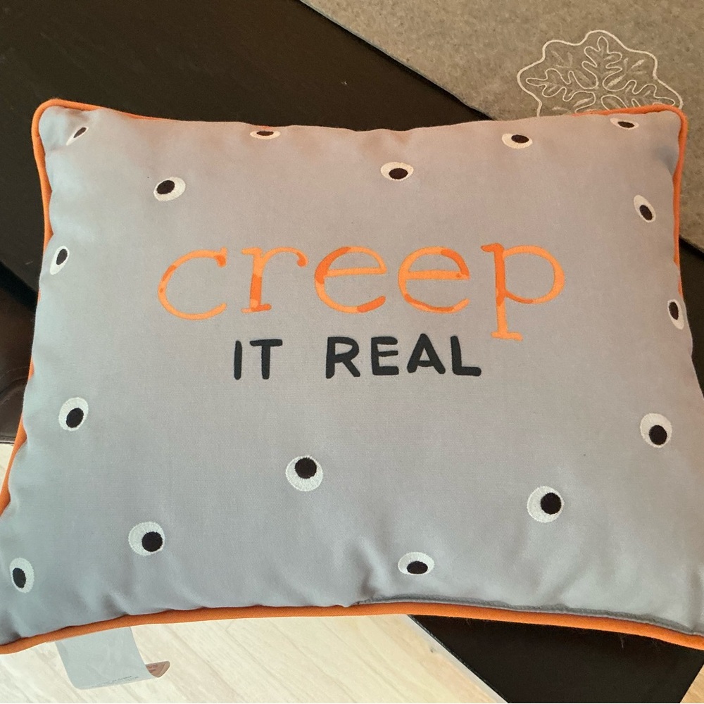 Halloween Gray and Orange Decorative Indoor / Outdoor Throw Pillow